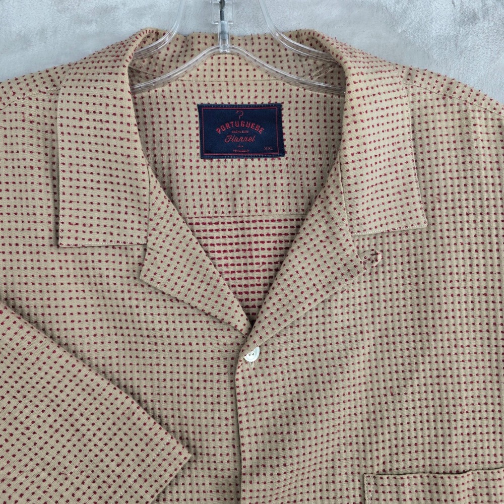 Portuguese Flannel Ring Woven Dot Shirt Men's 2XL Short Sleeve Button‎ Up Shirt